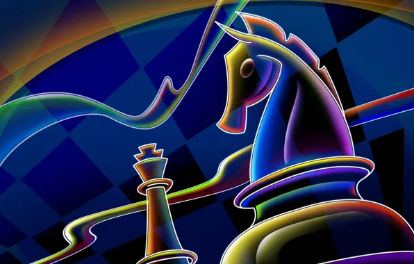 Картинка линии, синий, конь, шахматы, клетки, 2014