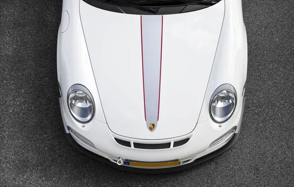 Белый, фары, 911, 997, Porsche, капот, white, порше