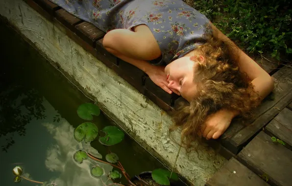 Девушка, озеро, настроение