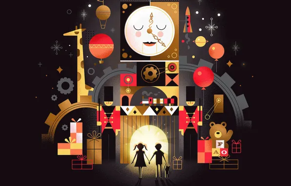 Дети, книга, вход, оформление, F.A.O. Schwarz Key Art Illustration
