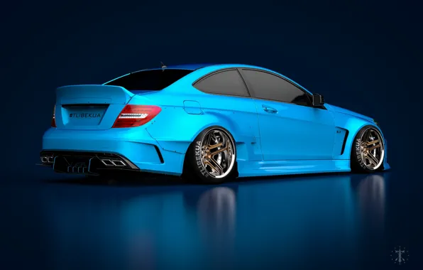 Mercedes-Benz, Авто, Синий, Машина, Синий фон, Mercedes, Автомобиль, C63