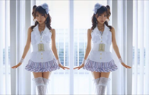 Sexy, girls, two, dolls, Reina Tanaka, Oops, Morning Musume