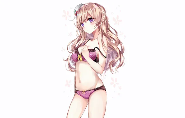 Girl, sexy, lingerie, bra, cleavage, panties, long hair, boobs
