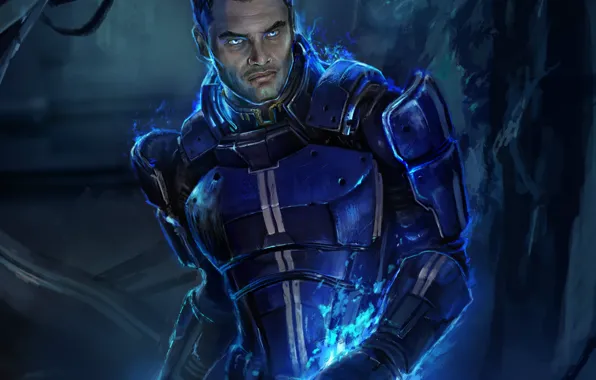 Картинка обломки, арт, мужчина, Mass Effect, DuneChampion, Kaidan Alenko