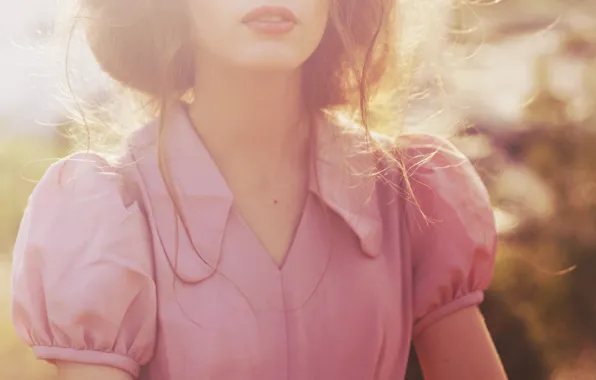 Картинка девушка, розовая, волосы, блузка, рубашка