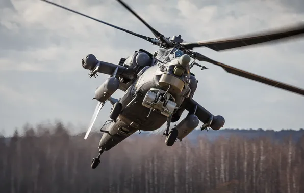 Картинка полёт, вертолёт, российский, ударный, Mi-28