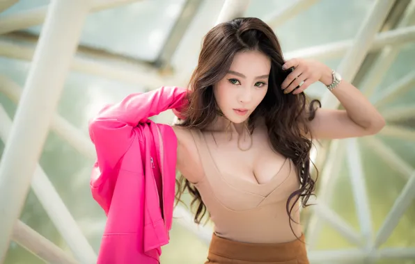 Азиатка, жест, green eyes, красивая девушка, зеленые глаза, beautiful girl, asian, gesture