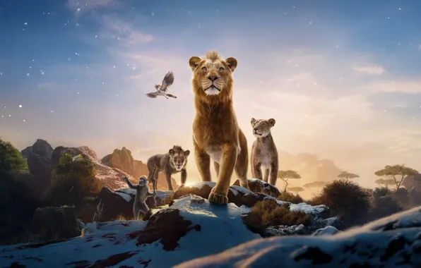 Пейзаж, природа, мультфильм, постер, персонажи, Mufasa: The Lion King, Муфаса: Король Лев