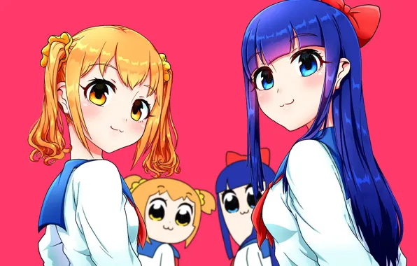 Девушки, аниме, арт, Pop Team Epic