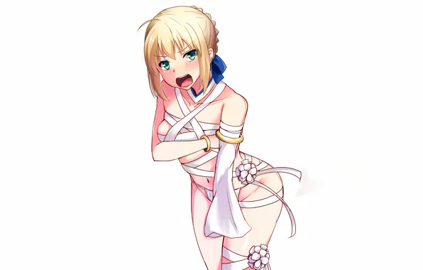 Girl, sexy, lingerie, pantsu, Fate Stay Night, panties, green eyes, boobs