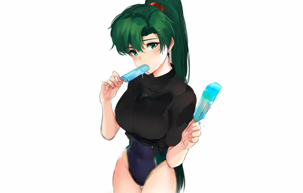 Girl, sexy, green eyes, long hair, anime, beautiful, pretty, swimsuit