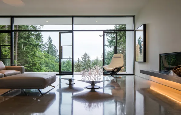 Комната, интерьер, Washington, гостиная, San Juan, Collector's Retreat, by Heliotrope Architects, Orcas Island