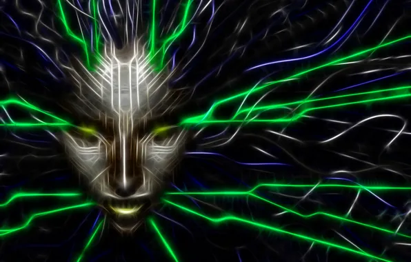 Game, SHODAN, art, face, system shock