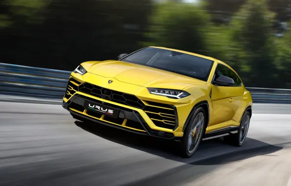 Lamborghini, внедорожник, суперкар, спортивный, кроссовер, Urus, желтый авто, Четырёхлитровый двигатель V8