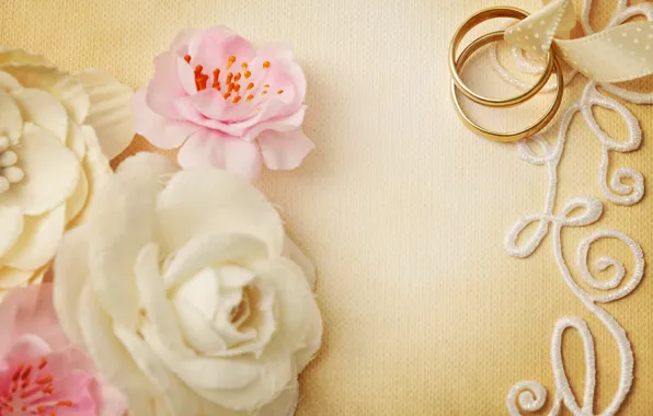 Цветы, кольца, свадьба, flowers, background, ring, soft, wedding