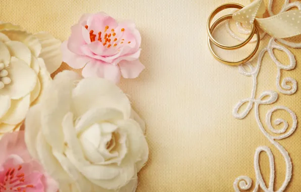 Картинка цветы, кольца, свадьба, flowers, background, ring, soft, wedding