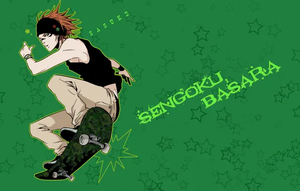 Стиль, парень, бандана, скейтборд, Sengoku Basara, Эпоха Смут