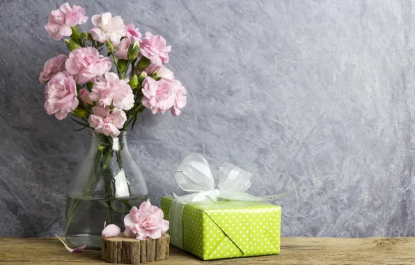 Картинка цветы, подарок, лепестки, розовые, vintage, wood, pink, flowers