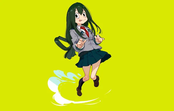 Девушка, фон, лягушка, Boku no Hero Academia, Моя геройская академия, Asui Tsuyu