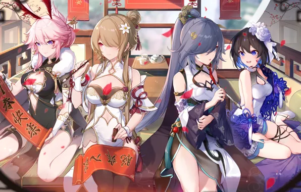 Девушки, Honkai Impact 3rd, Fu Hua, Seele Vollerei, Rita Rossweisse, Yae Sakura