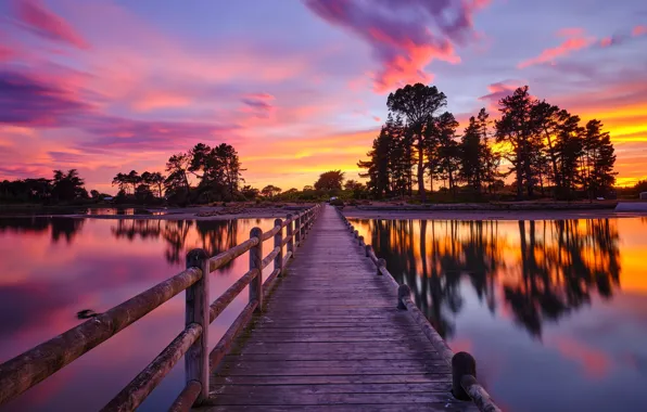 Картинка закат, мост, природа