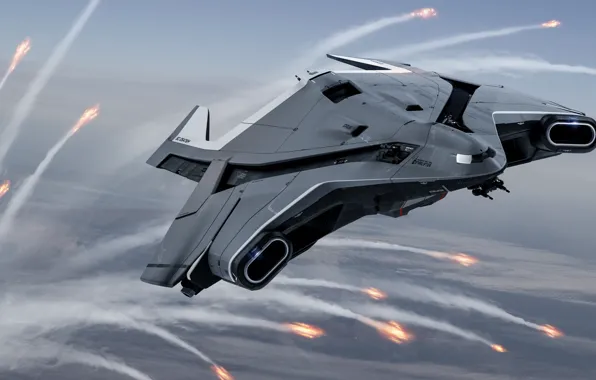 Самолет, Art, Game, Транспорт, Spaceship, Star Citizen, Реактивный самолет, Crusader
