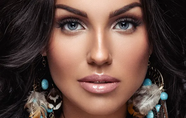 Fashion, blue eyes, brunette, Make-up, makeup