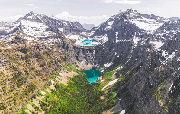 Природа, Горы, США, Пейзаж, Glacier National Park, Национальный парк, Глейшер, Beaver Chief Falls