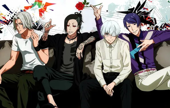 Art, Tokyo Ghoul, Kaneki Ken, Токийский гуль, Uta, Yomo Renji, Tsukiyama Shu