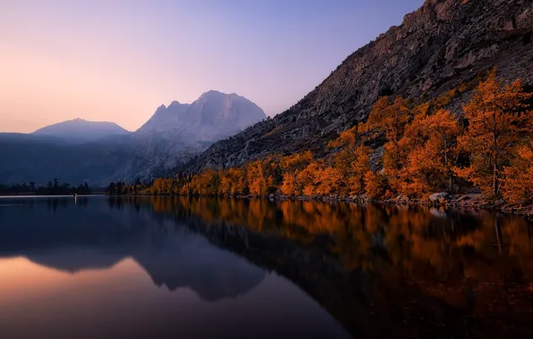 Картинка осень, горы, озеро, отражение, Калифорния, California, Сьерра-Невада, Sierra Nevada