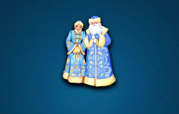 Зима, Минимализм, Фон, Новый год, Снегурочка, Праздник, Дед Мороз, Настроение