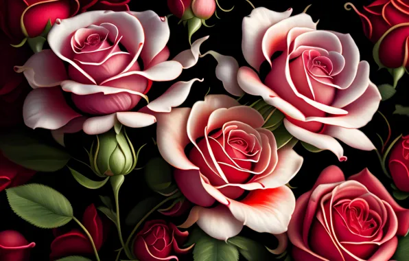 Картинка цветы, розы, бутоны, pink, flowers, beautiful, roses, buds