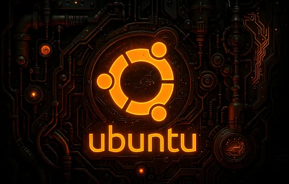Ubuntu, Technology, Futuristic, Operating System, Dark background, Neon logo
