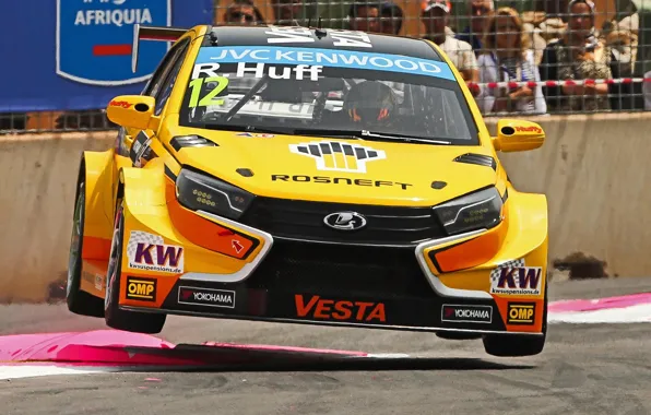 Картинка Прыжок, Lada, WTCC, Vesta, Rob Haff