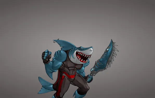 Картинка оружие, минимализм, рыба, акула, меч, мутант, shark, fish