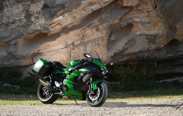 Картинка green, Kawasaki, motorcycle, Ninja, Kawasaki Ninja H2 SX EX