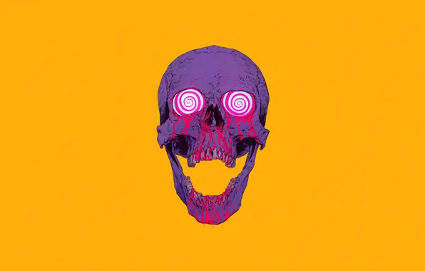 Цвет, Минимализм, Череп, Кровь, Арт, Art, Color, Skull