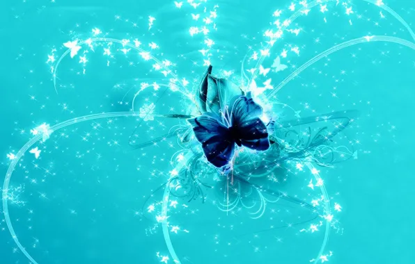 Картинка линии, абстракция, бабочка