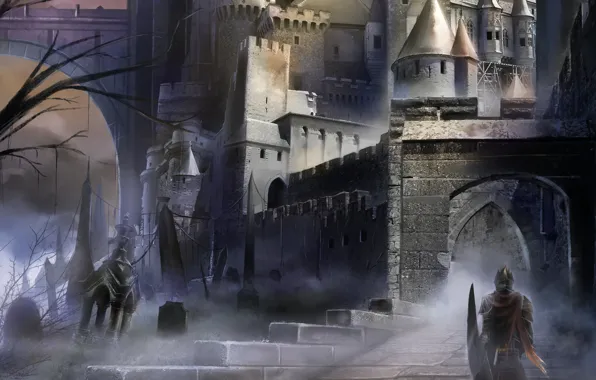 Картинка dark, soldier, armor, castle