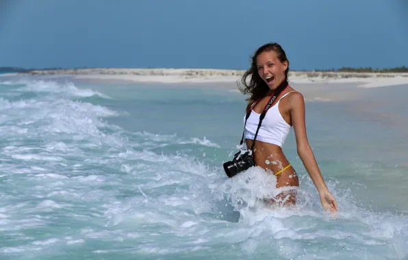 Happy, beach, ocean, water, wave, Clover, outdoor, Katya Clover