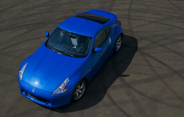 Картинка nissan, blue, 370z, hood