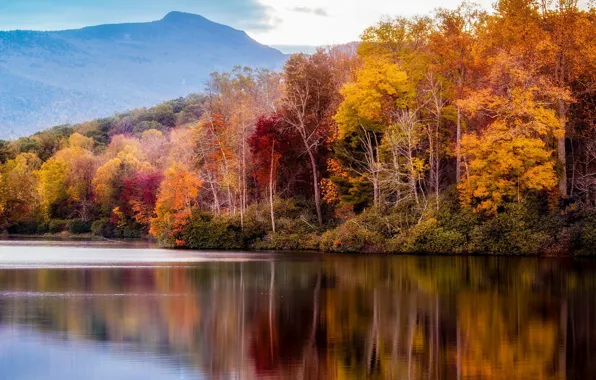 Картинка осень, пейзаж, горы, природа, озеро