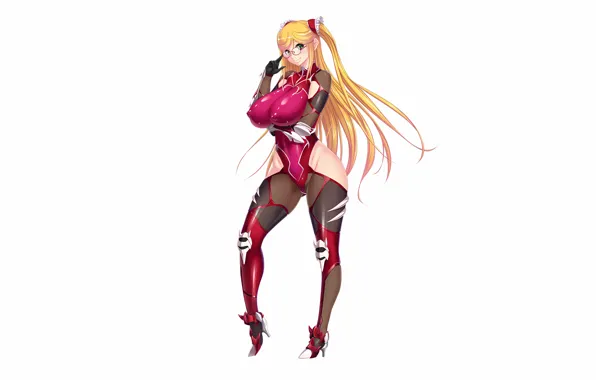 Girl, sexy, thighhighs, erect nipples, green eyes, long hair, legs, boobs