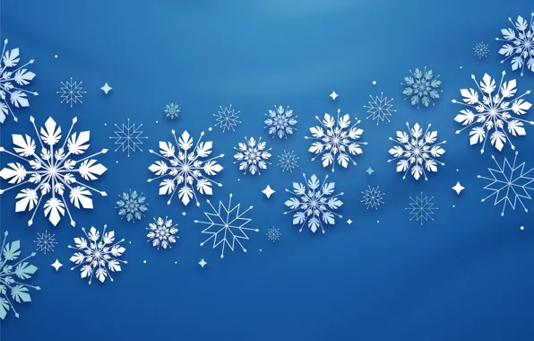 Снежинки, фон, christmas, blue, winter, background, snowflakes