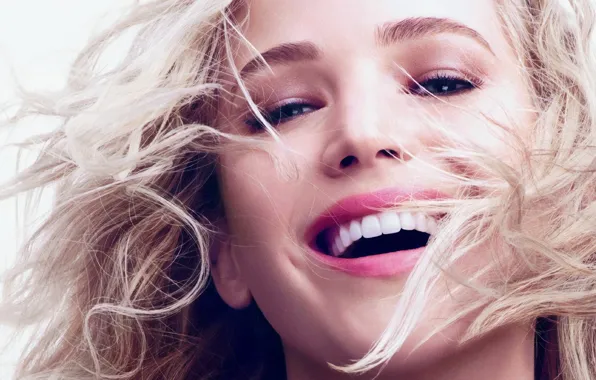 Девушка, лицо, волосы, смех, Jennifer Lawrence, Dior