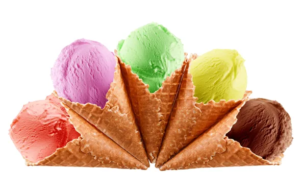 Картинка цвет, мороженое, рожок, десерт, вафли