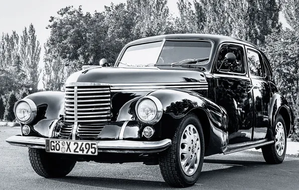 Картинка чёрно-белое, Opel, раритет, 1939, Евгений Дёгтев, Opel Kapitän