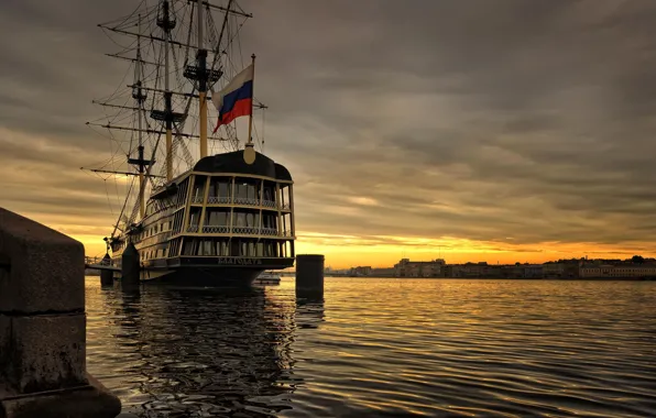 Река, корабль, Санкт-Петербург, питер