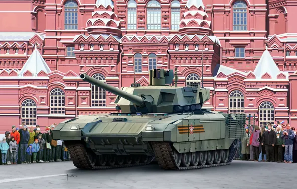 Картинка арт, танк, Москва, Красная площадь, 9 мая, Государственный исторический музей, Российская армия, Т-14 ''Армата''
