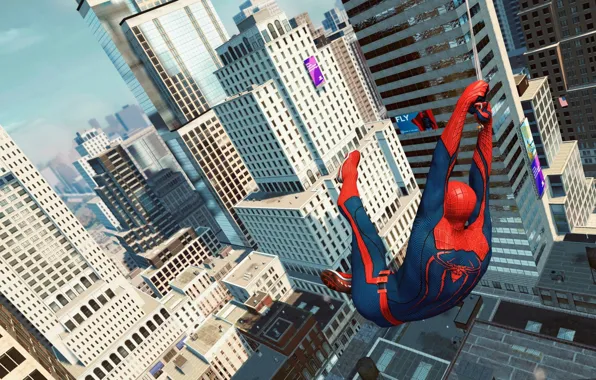Car, city, wallpaper, spider man, building, the amazing